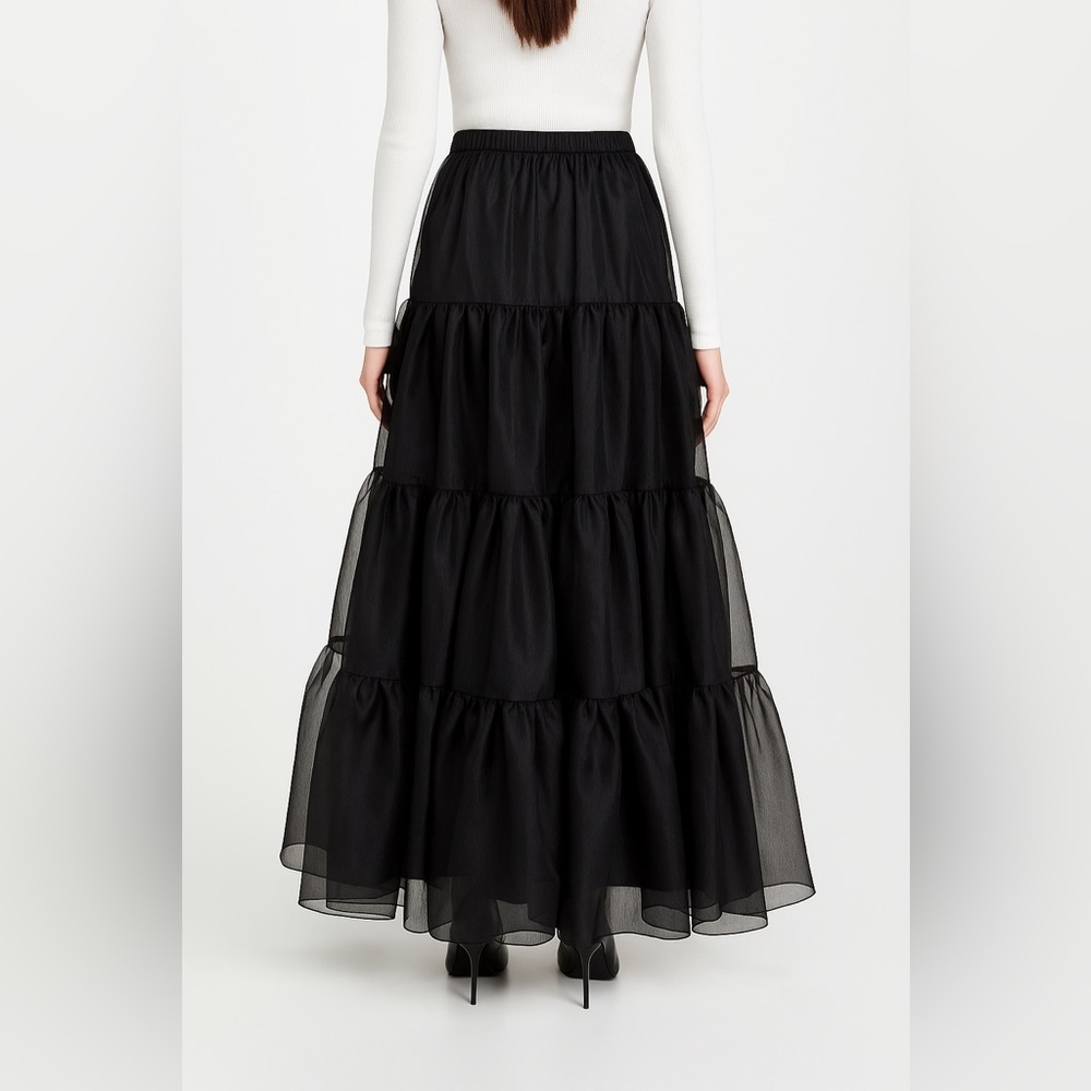 ❌SOLD❌Staud Dragon Ruffle Tulle Skirt in Black/Size 10 - Picture 3 of 10